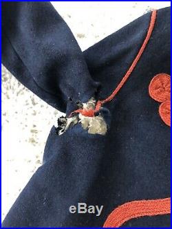 Boléro Du 1 et Zouave en drap bleu marine à tombeaux rouges (mauvaise état)