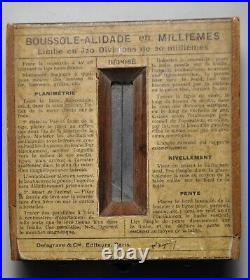 Boussole Alidade en millièmes du général Peigné par Delgrave et Cie 1897 XIX°