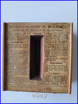Boussole alidade en millièmes Général peigné 19ème. Editeur Delagrave et cie Par