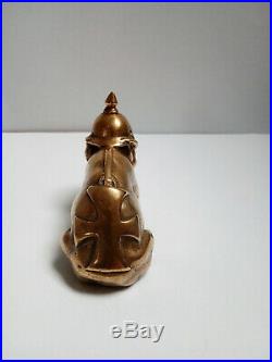 Bronze Guillaume II Kaiser cochon casque à pointe 14/18 WW1 satirique Trench Art