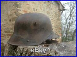 CASQUE ALLEMAND M16 CAMO camouflage peu courent D'ORIGINE helmet helm ww1 German
