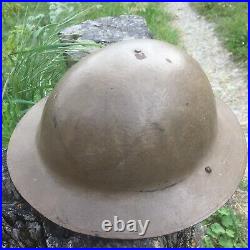 CASQUE ANGLAIS 1GM WW1 BRODIE SANS BORD OFFICIER helmet helm stahlhelm plain rim