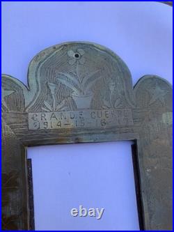 Cadre de poilu souvenir du Mont Billy 14-18 artisanat de tranchée trench art WW1