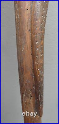 Cane de Poilu bois sculpté SERPENT enroulé Gland lien de cuir tressé 105cm WW1