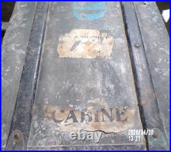 Cantine malle officier français WW1 en zinc reste étiquettes + nom
