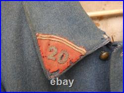Capote manteau 20ème régiment artillerie bleu horizon soldat poilu 14 18 wwi ww1
