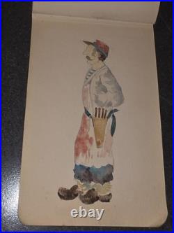 Carnet Dessin militaire 14-18 crayon et aquarelle WW1 signé