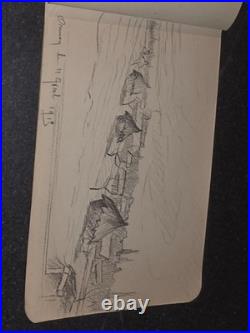 Carnet Dessin militaire 14-18 crayon et aquarelle WW1 signé