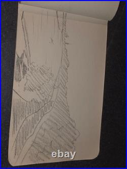 Carnet Dessin militaire 14-18 crayon et aquarelle WW1 signé