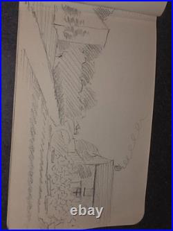 Carnet Dessin militaire 14-18 crayon et aquarelle WW1 signé