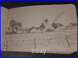 Carnet Dessin militaire 14-18 crayon et aquarelle WW1 signé