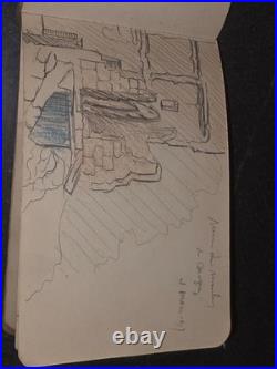 Carnet Dessin militaire 14-18 crayon et aquarelle WW1 signé