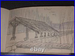 Carnet Dessin militaire 14-18 crayon et aquarelle WW1 signé