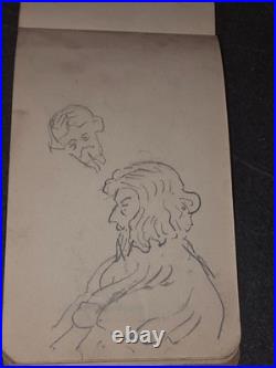 Carnet Dessin militaire 14-18 crayon et aquarelle WW1 signé