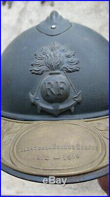 Casque ADRIAN bleu guerre 14-18 armée coloniale plaque Grande Guerre