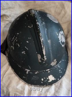 Casque Adrian 1915 aluminium bleu horizon intérieur jugulaire officier fauve ww1