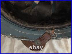 Casque Adrian 1915 aluminium bleu horizon intérieur jugulaire officier fauve ww1