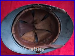 Casque Adrian 1915 bleu horizon insigne service santé intérieur jugulaire fautve