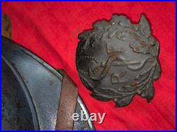 Casque Adrian 1915 bleu horizon insigne service santé intérieur jugulaire fautve