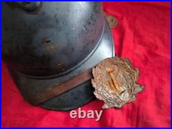 Casque Adrian 1915 bleu horizon insigne service santé intérieur jugulaire fautve