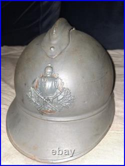 Casque Adrian Modele 15 Genie Insigne 1er Type Poilu Verdun tranchee
