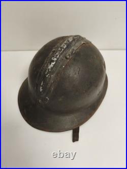 Casque Adrian ancien WW1 militaire, finition sombre, casque français 14-18