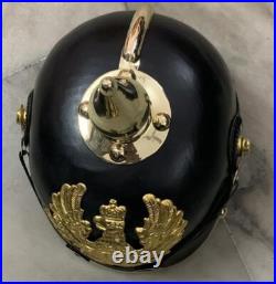 Casque Pickelhaube en cuir prussien militaria impérial allemand cadeau d'Hall