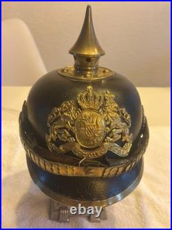 Casque à pointe bavarois M1896 original premier guerre 14 18 R. J. R. 1 WW1