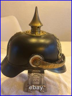 Casque à pointe bavarois M1896 original premier guerre 14 18 R. J. R. 1 WW1