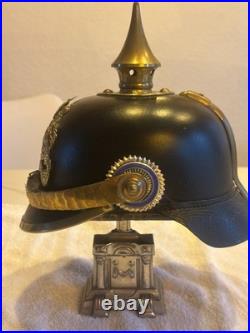Casque à pointe bavarois M1896 original premier guerre 14 18 R. J. R. 1 WW1