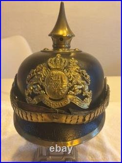 Casque à pointe bavarois M1896 original premier guerre 14 18 R. J. R. 1 WW1