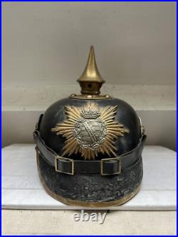 Casque à pointe, spiked helmet, pickelhaube, Casque Mod 95 Saxe