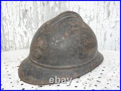Casque adrian M-15 infanterie jus grenier impacté poilu 14 18 wwi ww1