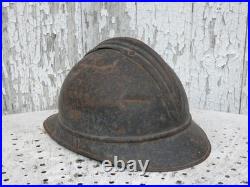 Casque adrian M-15 infanterie jus grenier impacté poilu 14 18 wwi ww1