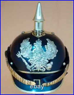 Casque allemand Pickelhaube Iron Helmet Prussian Militaria FR Badge WW1