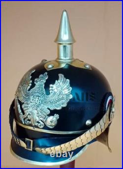 Casque allemand Pickelhaube Iron Helmet Prussian Militaria FR Badge WW1