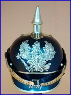 Casque allemand Pickelhaube Iron Helmet Prussian Militaria FR Badge WW1