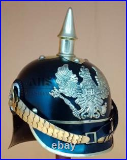 Casque allemand Pickelhaube Iron Helmet Prussian Militaria FR Badge WW1