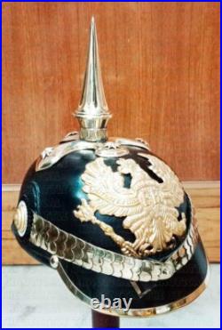 Casque allemand Pickelhaube en cuir casque prussien WW1 casque vintage fait main