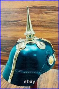 Casque allemand Pickelhaube en cuir casque prussien WW1 casque vintage fait main