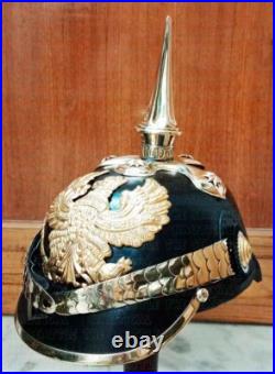 Casque allemand Pickelhaube en cuir casque prussien WW1 casque vintage fait main