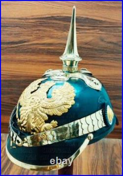 Casque allemand Pickelhaube en cuir casque prussien WW1 casque vintage fait main