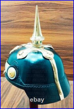Casque allemand Pickelhaube en cuir casque prussien WW1 casque vintage fait main