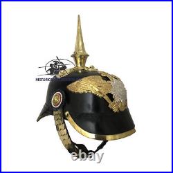 Casque allemand prussien PICKELHAUBE, casque à pointe d'officier impérial