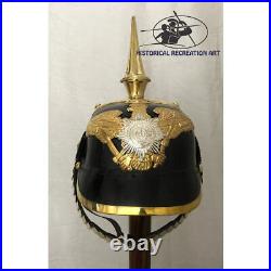 Casque allemand prussien PICKELHAUBE, casque à pointe d'officier impérial