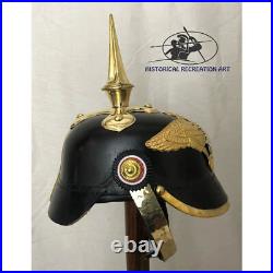 Casque allemand prussien PICKELHAUBE, casque à pointe d'officier impérial