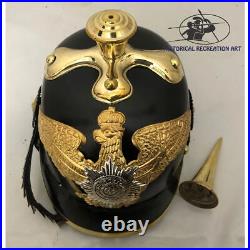 Casque allemand prussien PICKELHAUBE, casque à pointe d'officier impérial