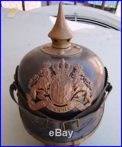 Casque pointe BAVAROIS IR 21 original 1GM WW1 spiked helmet pickelhaube SUPERB