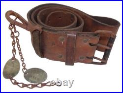 Ceinturon cuir 1903/14 riveté avec plaques d'identité identifiées 74/5ème RI WW1