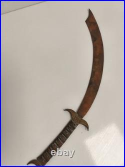 Coupe-papier ancien militaria 1916, grande lame courbe, finition aspect cuivre W